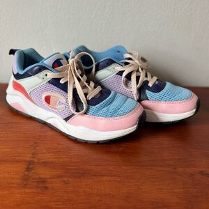 Champion Women's 93 Eighteen SP Block sneakers in the Violet Multi colorway 10